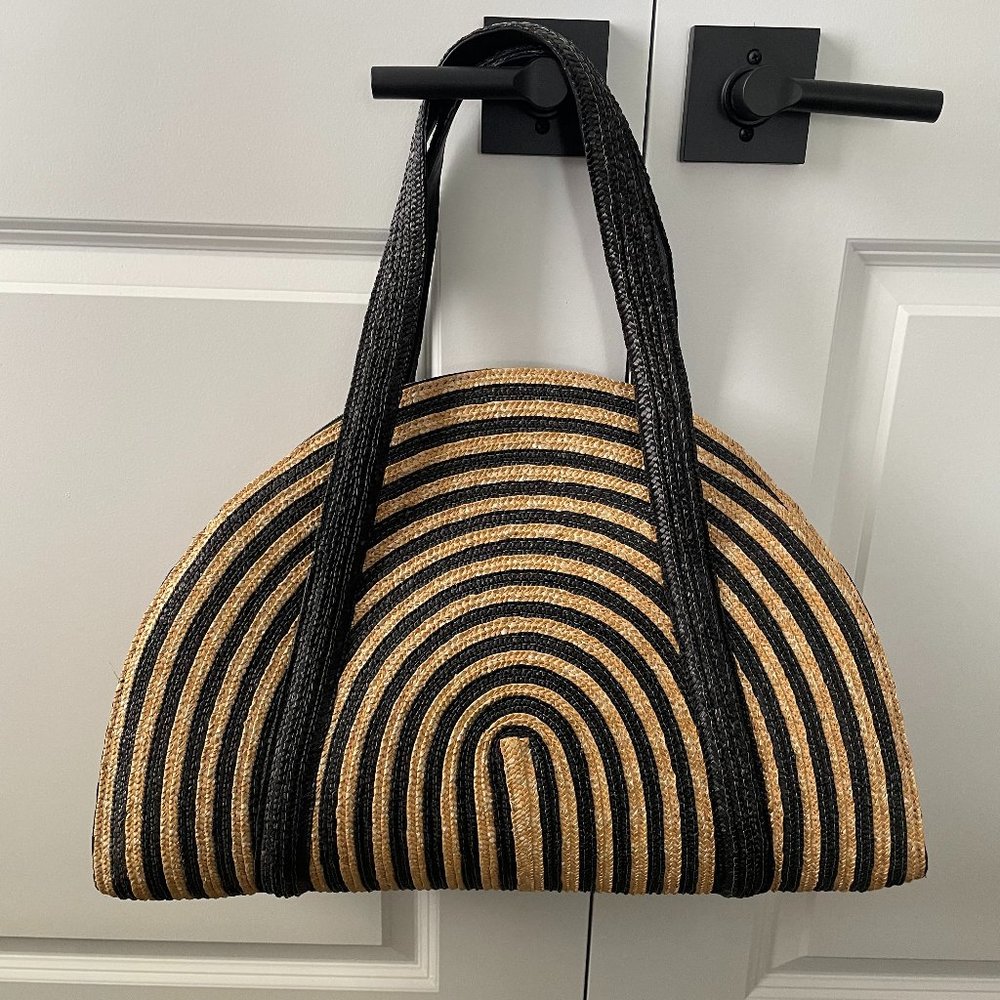 Kate Spade Lawn Party Half Circle Straw Tote